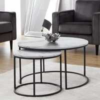 View Bellini nest of coffee tables - set of 2 - round - white marble effect View Bellini nest of coffee tables - set of 2 - round - white marble effect