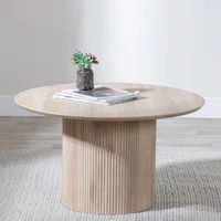 Click to view product details and reviews for Bern Round Coffee Table Oak Fluted Drum Base. Click to view product details and reviews for Bern Round Coffee Table Oak Fluted Drum Base.