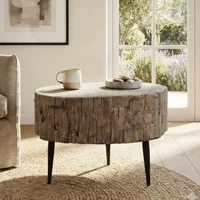 View Coffee table - small - rustic natural - elm wood and metal View Coffee table - small - rustic natural - elm wood and metal