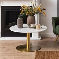 Click to view product details and reviews for Corby Coffee Table Round White Marble Effect And Gold. Click to view product details and reviews for Corby Coffee Table Round White Marble Effect And Gold.