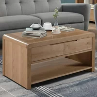 View Curve coffee table - 2 drawer - oak View Curve coffee table - 2 drawer - oak