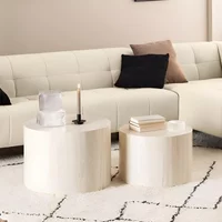 View Dice coffee table - round - travertine effect - set of 2 View Dice coffee table - round - travertine effect - set of 2