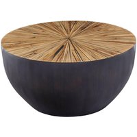 View Gabo coffee table - small round drum - parquet wood with black base View Gabo coffee table - small round drum - parquet wood with black base