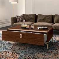 View Modern eva storage coffee table - walnut with gold trim View Modern eva storage coffee table - walnut with gold trim