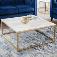 Click to view product details and reviews for Scala Coffee Table 90cm Square White Marble Effect And Gold. Click to view product details and reviews for Scala Coffee Table 90cm Square White Marble Effect And Gold.