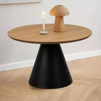 View Soli coffee table - round - oak and black metal - small View Soli coffee table - round - oak and black metal - small