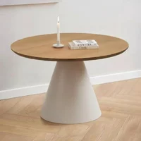 View Soli coffee table - round - oak and grey metal - small View Soli coffee table - round - oak and grey metal - small