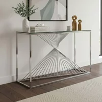 Click to view product details and reviews for Calabria Console Table Glass And Chrome. Click to view product details and reviews for Calabria Console Table Glass And Chrome.