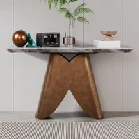 View Enterprise console table - grey marble - brass base View Enterprise console table - grey marble - brass base