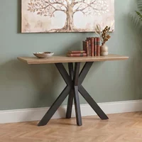 Click to view product details and reviews for Manhattan Console Table Oak 120cm Black Spider Legs Base. Click to view product details and reviews for Manhattan Console Table Oak 120cm Black Spider Legs Base.