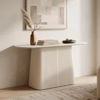 View Patrice fluted console table - oval - off white - mango wood View Patrice fluted console table - oval - off white - mango wood