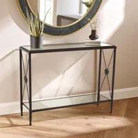 View Axis console table - clear glass with black metal View Axis console table - clear glass with black metal