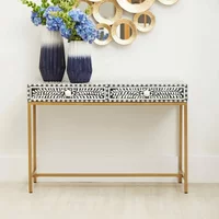 View Fusion console table - 2 drawer - black bone inlay View Fusion console table - 2 drawer - black bone inlay