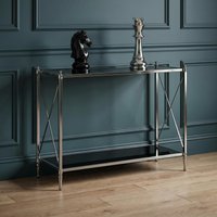 View Hoffmann console table - black glass with silver metal View Hoffmann console table - black glass with silver metal