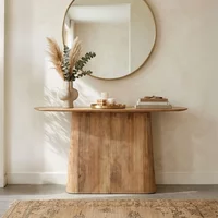View Salvator curved fluted console table - oval - natural- mango wood View Salvator curved fluted console table - oval - natural- mango wood