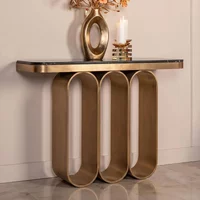 View Locarno console table - oval - black and brushed gold - ceramic and metal View Locarno console table - oval - black and brushed gold - ceramic and metal