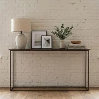 View Terni industrial console table - brown and black - solid wood and metal View Terni industrial console table - brown and black - solid wood and metal