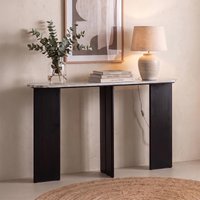View Mathilde console table - oval - panel base - black and grey - marble top View Mathilde console table - oval - panel base - black and grey - marble top