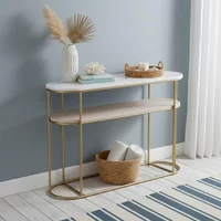 View Buxton console table - oval - white marble and gold View Buxton console table - oval - white marble and gold