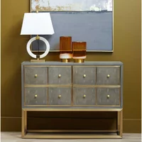 View Deskey console table - 4 drawer - grey and faux shagreen View Deskey console table - 4 drawer - grey and faux shagreen