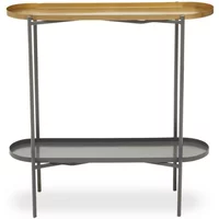 View Korba console table - oval - grey and gold metal View Korba console table - oval - grey and gold metal