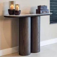 View Langford console table - oval - brown - ceramic and oak View Langford console table - oval - brown - ceramic and oak