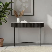 Click to view product details and reviews for Lucas Black Console Table Fluted White Marble Top. Click to view product details and reviews for Lucas Black Console Table Fluted White Marble Top.