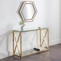 Click to view product details and reviews for Miami Console Table 120cm Glass And Gold. Click to view product details and reviews for Miami Console Table 120cm Glass And Gold.