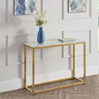 Click to view product details and reviews for Scala Console Table 100cm White Marble Effect And Gold. Click to view product details and reviews for Scala Console Table 100cm White Marble Effect And Gold.