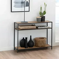 View Seaford console table - with shelves - oak and black metal View Seaford console table - with shelves - oak and black metal