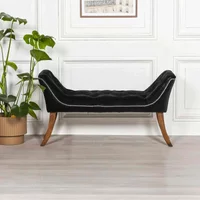View Hall bench - black velvet fabric View Hall bench - black velvet fabric