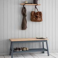 View Clockhouse hallway bench charcoal and natural oak View Clockhouse hallway bench charcoal and natural oak