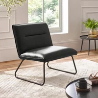 Click to view product details and reviews for Saxon Lounge Chair Black Faux Leather. Click to view product details and reviews for Saxon Lounge Chair Black Faux Leather.