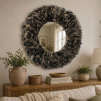 View Sisal wall mirror - round - black and white - 115cm x 17cm View Sisal wall mirror - round - black and white - 115cm x 17cm