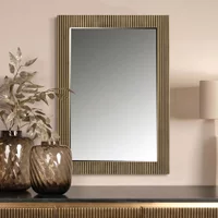 View Ironville brass ribbed rectangular wall mirror View Ironville brass ribbed rectangular wall mirror