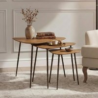 View Elmo nest of 3 tables - triangular - large - elm wood and metal View Elmo nest of 3 tables - triangular - large - elm wood and metal