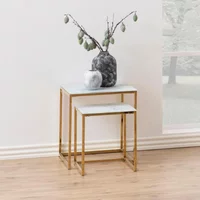 Click to view product details and reviews for Alisma Nest Of Tables Set Of 2 White Marble Effect And Gold. Click to view product details and reviews for Alisma Nest Of Tables Set Of 2 White Marble Effect And Gold.