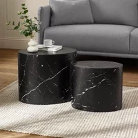 View Toba nest of tables - set of 2 - oval - black marble effect View Toba nest of tables - set of 2 - oval - black marble effect
