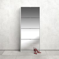 View Shoe cabinet - 4 mirrored door - white View Shoe cabinet - 4 mirrored door - white