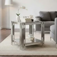 View Belini end table grey sintered stone and chrome View Belini end table grey sintered stone and chrome