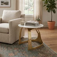 View Side table - round - small - white and gold - marble and aluminium View Side table - round - small - white and gold - marble and aluminium