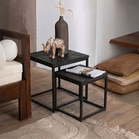 View Shanil nest of tables - square - 2 tier - sunburst - black - wood and metal View Shanil nest of tables - square - 2 tier - sunburst - black - wood and metal