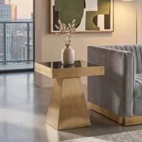 View Carlox side table - square - black glass with gold frame View Carlox side table - square - black glass with gold frame