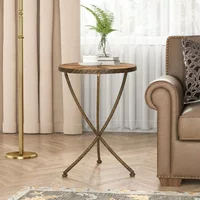 View Elmo side table - small - round - elm wood and metal View Elmo side table - small - round - elm wood and metal