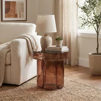 View Brix lio side table - round - small - brown - smoked glass View Brix lio side table - round - small - brown - smoked glass