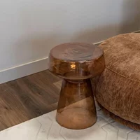 View Isa end table - round - cone base - brown - glass View Isa end table - round - cone base - brown - glass