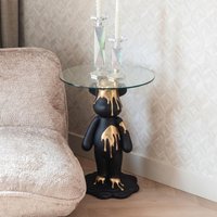 View Ice bear glass top round side table View Ice bear glass top round side table