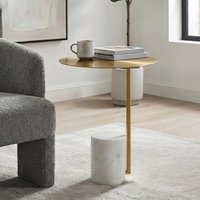View Violet lamp table - round - gold and white - stainless steel and marble View Violet lamp table - round - gold and white - stainless steel and marble