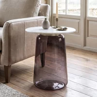 View Amadora side table - round - white marble top - smoked glass View Amadora side table - round - white marble top - smoked glass