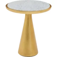 View Lino side table - small round - white marble with gold metal View Lino side table - small round - white marble with gold metal